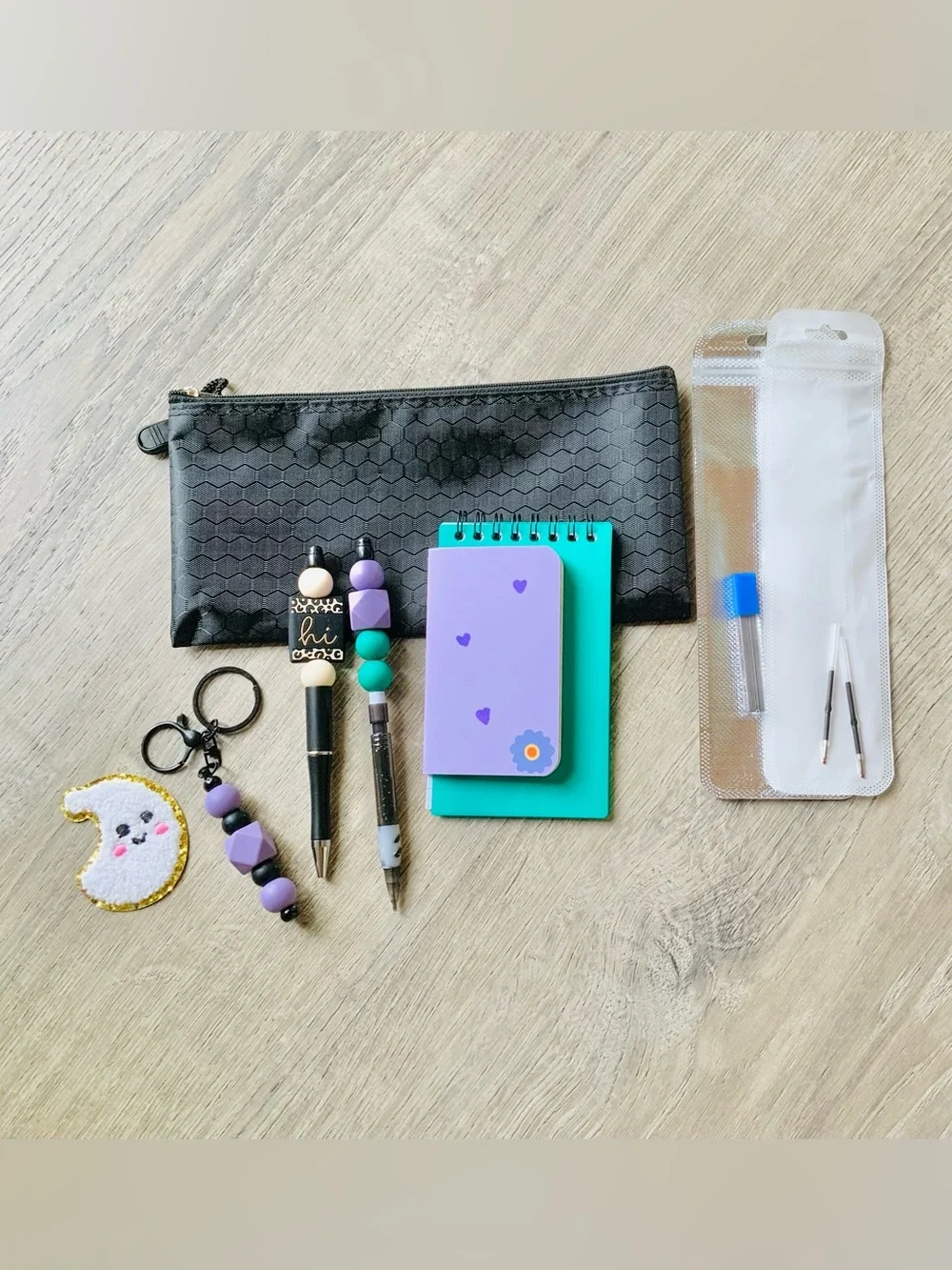 NEW📚 Handcrafted Beaded Pen & Pencil Stationery Set
